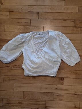 Little Moon Women's Size Small White Wrap Blouse